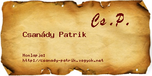 Csanády Patrik névjegykártya